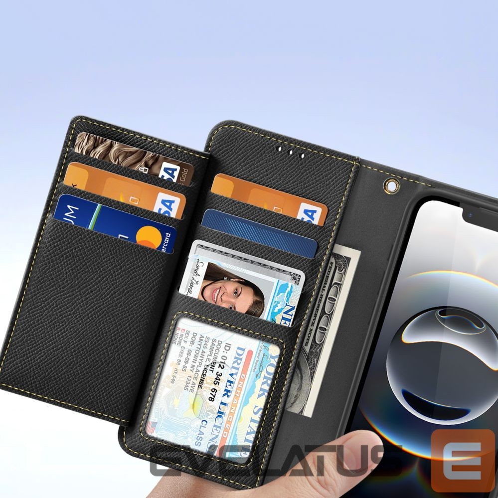 Tagakaaned Dux Ducis Dux Ducis Lawa iPhone 16e Leather Case with Detachable Magnetic Wallet - Black