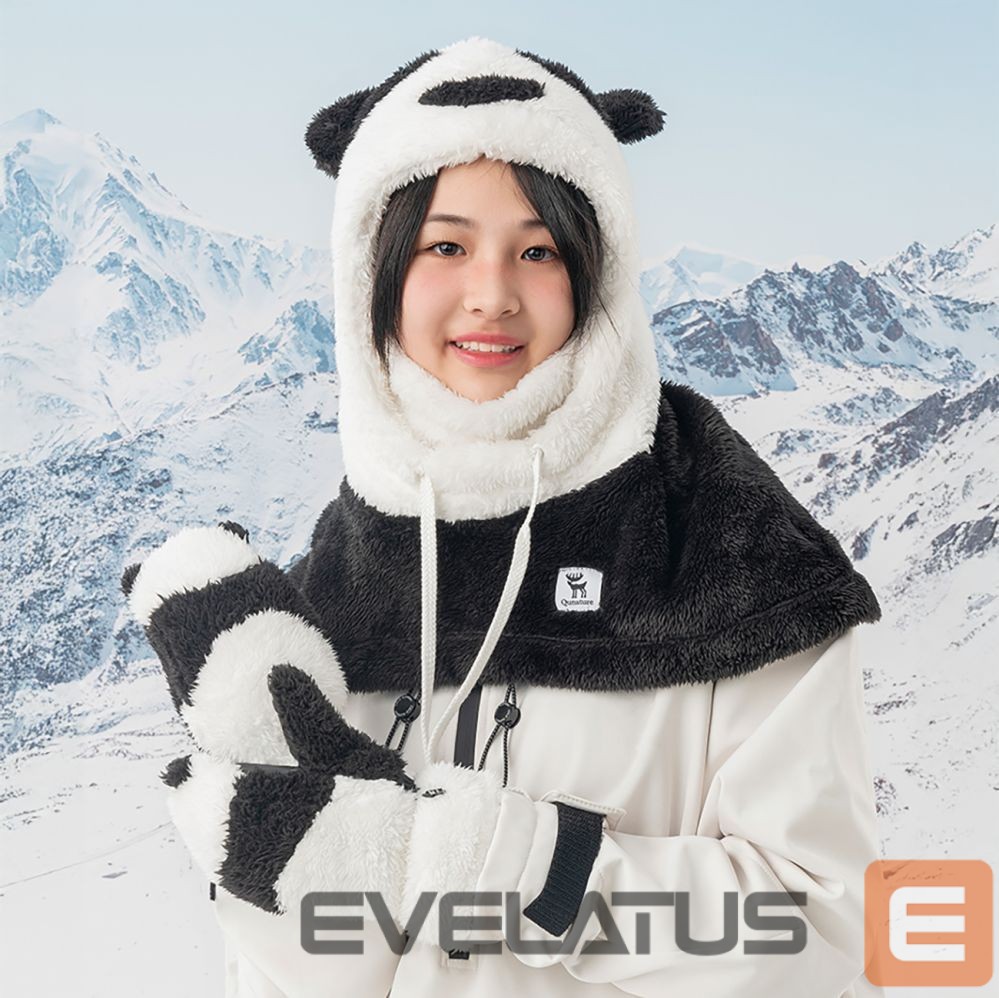 Teised Qunature Qunature Panda Ski Gloves for Kids and Adults Size S - Black/White