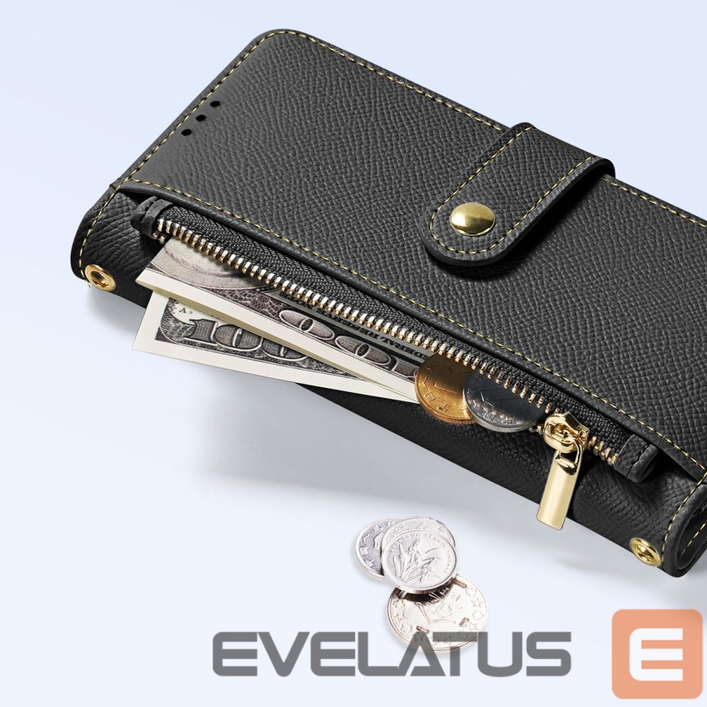 Tagakaaned Dux Ducis Dux Ducis Lawa iPhone 16e Leather Case with Detachable Magnetic Wallet - Black
