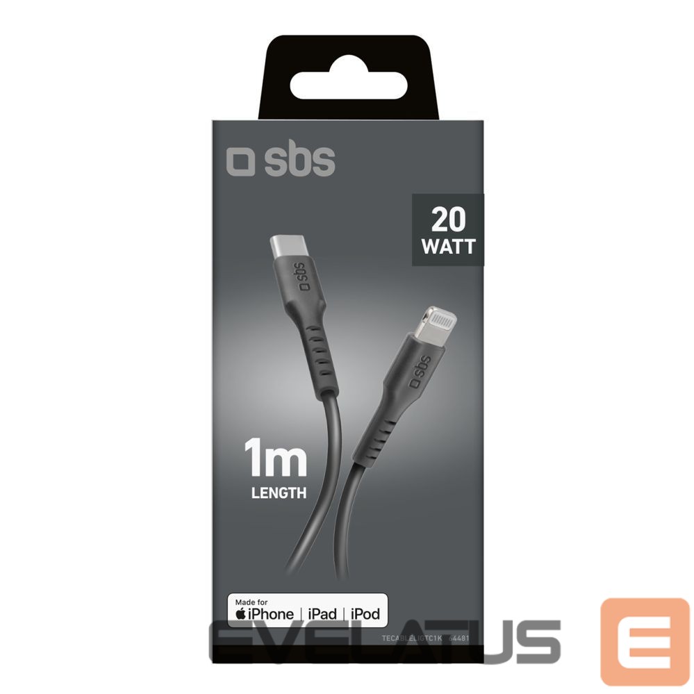 Kaabel SBS SBS TECABLELIGTC1K USB-C - Lightning cable 1m - black