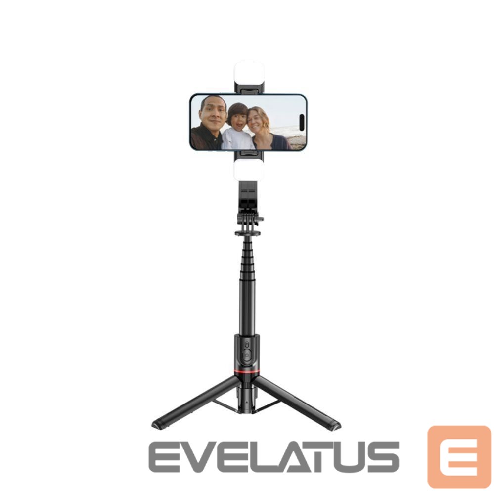 Kaameratarvik Tech-Protect Tech-Protect L05S Bluetooth Selfie Stick with Tripod up to 105cm with LED Light - Black