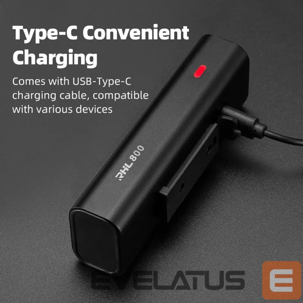 Jalgratta tarvik Rockbros Rockbros 24710012001 front bicycle light 800 lm + USB-C - USB-A cable - black