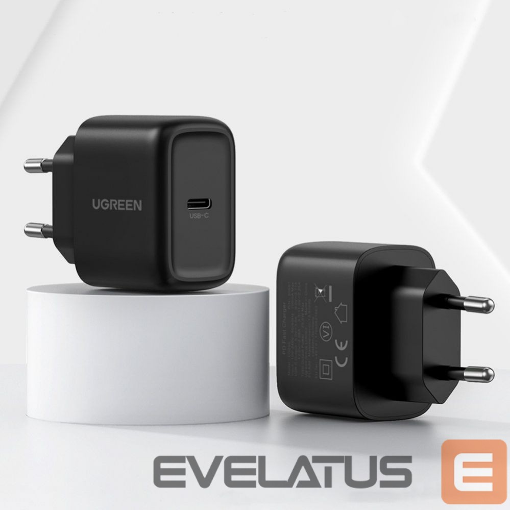 Adaptrid Ugreen USB Type C charger 25W Power Delivery + USB Type C cable 2m (50581) Black