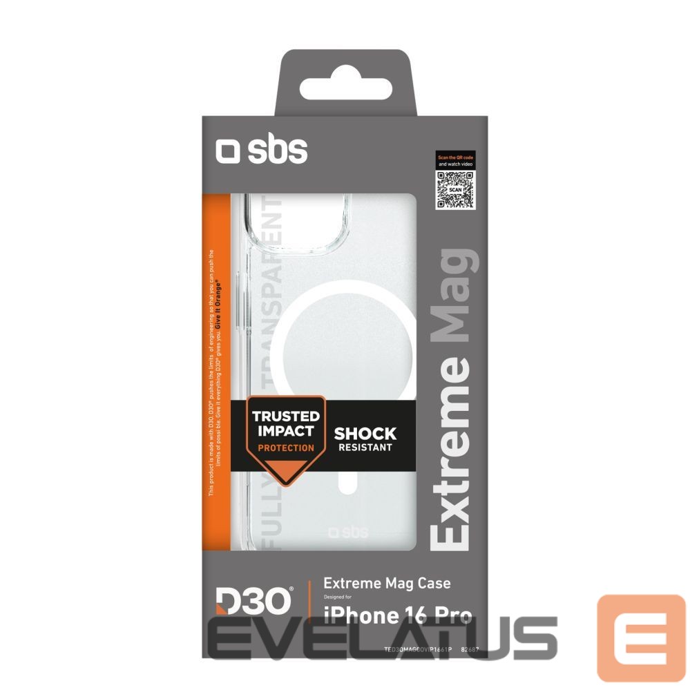 Tagakaaned SBS SBS Extreme Mag D3O MagSafe Case for iPhone 16 Pro - Transparent