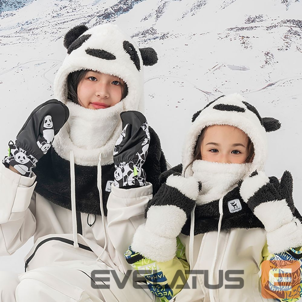 Teised Qunature Qunature Panda Ski Gloves for Kids and Adults Size S - Black/White