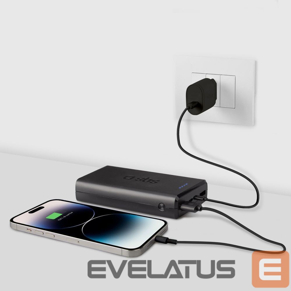 Väline aku SBS Powerbank Puro Fast 20000 mAh 2x USB-A + 1x USB-C - black