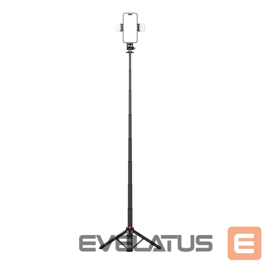 Kaameratarvik Hurtel Selfie stick WC12YDS 1.3m aluminum alloy telescopic tripod with dual lamp and phone holder - black