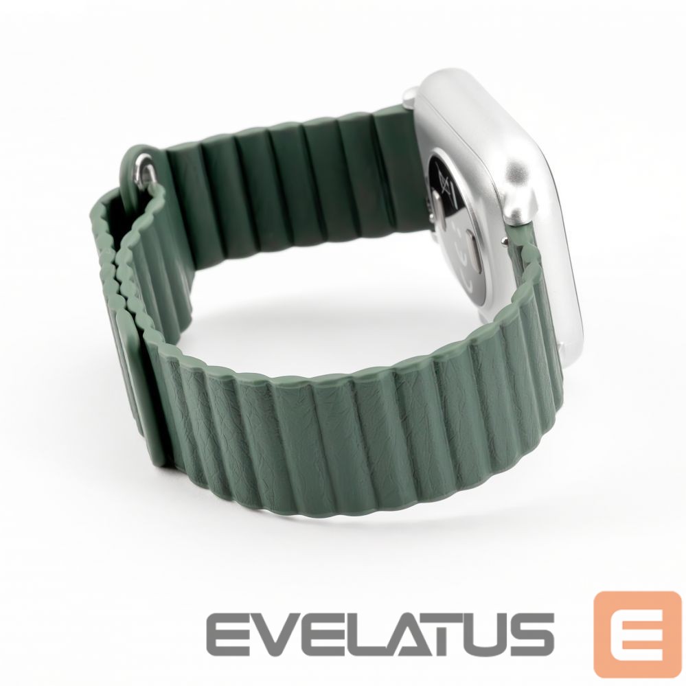 Rihm Connect 20mm Flat head Leather - Silicone Loop Magnetic Watch Strap (130mm M/L) Forest Green