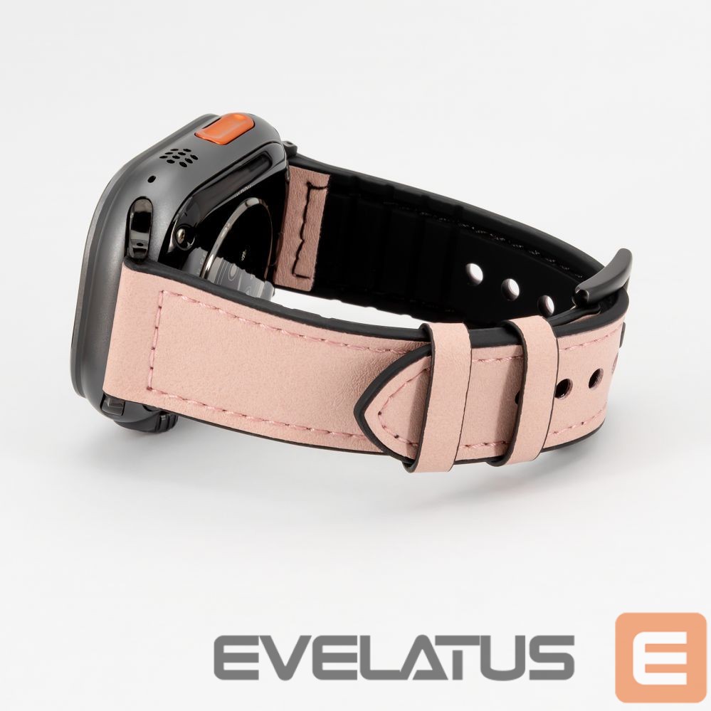 Rihm Connect Watch 42/44/45mm Silicone patch Leather Watch Strap (132mm M/L) Pink Sand