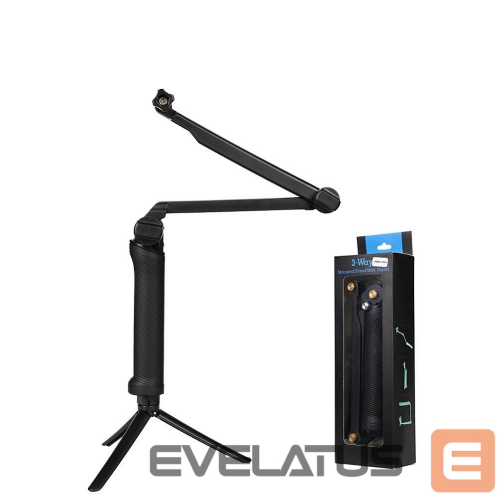 Kaameratarvik Hurtel 3 in 1 Monopod Tripod with Selfie Stick for GoPro - Black
