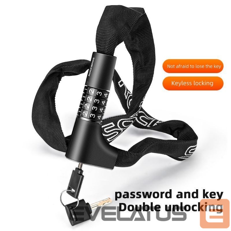 Jalgratta tarvik Rockbros Rockbros 3230002001 bicycle lock with combination and key - black