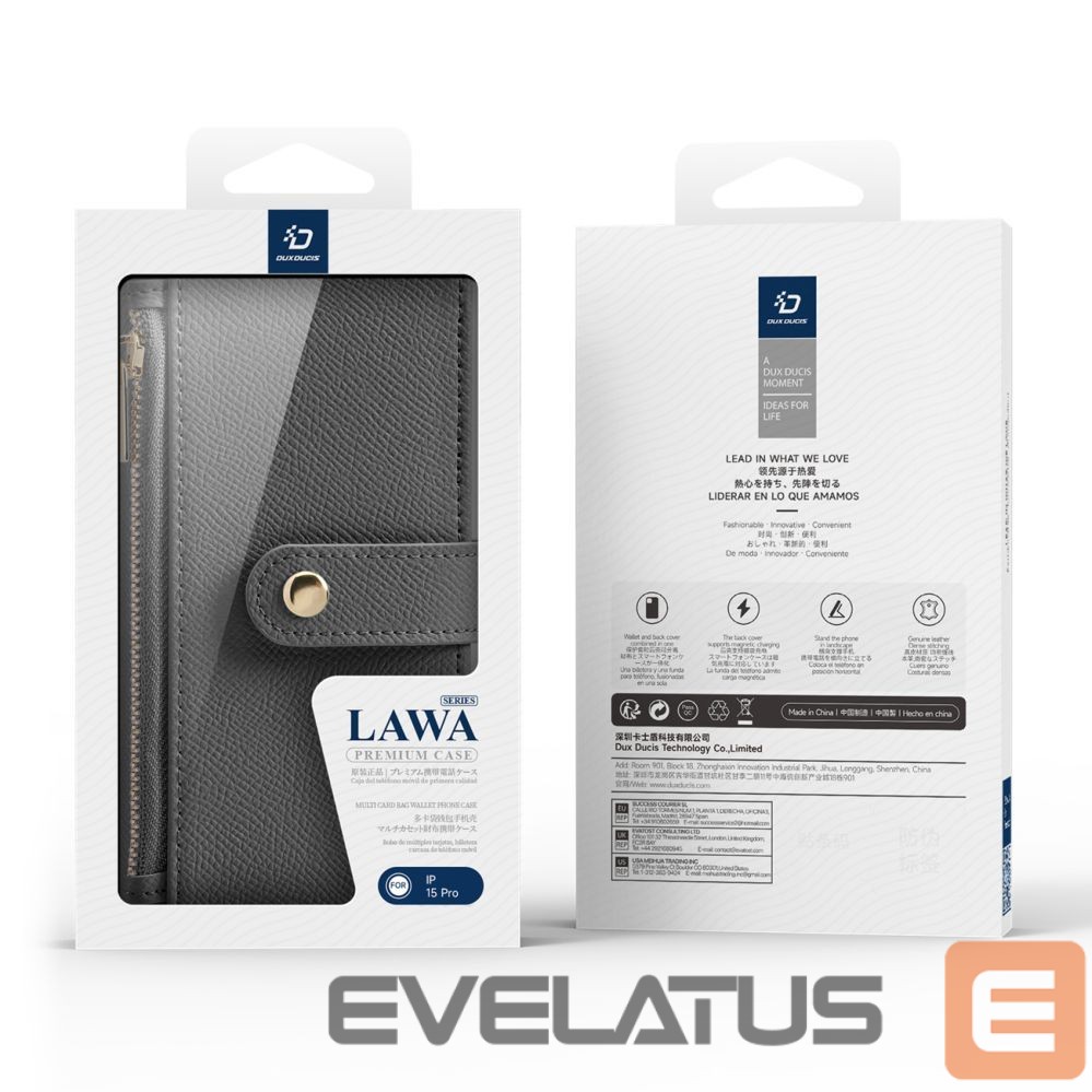 Tagakaaned Dux Ducis Dux Ducis Lawa Leather Case for iPhone 15 Pro - Gray