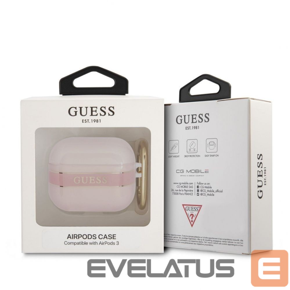 Korpus kõrvaklappidele Guess Apple Airpods 3 TPU Printed Stripe Case Pink