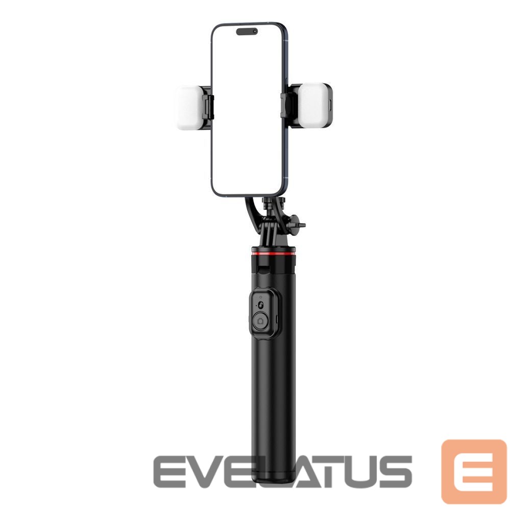 Kaameratarvik Hurtel Selfie stick WC12YDS 1.3m aluminum alloy telescopic tripod with dual lamp and phone holder - black