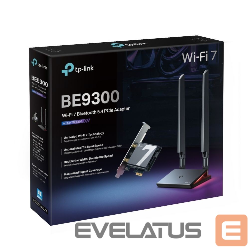 Võrgulülitid TP-Link WRL ADAPTER 9300MBPS WI-FI 7/ARCHER TBE550E