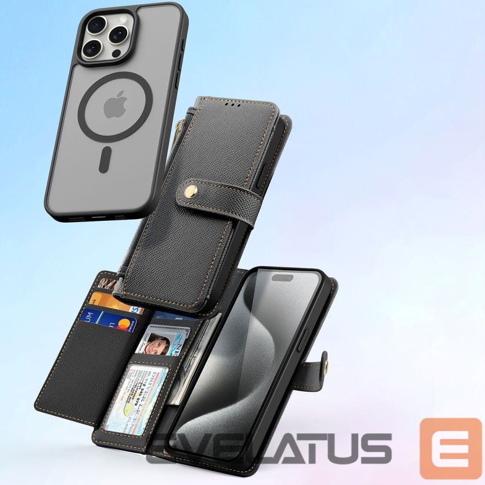 Tagakaaned Dux Ducis Dux Ducis Lawa Leather Case for iPhone 15 Pro Max - Black