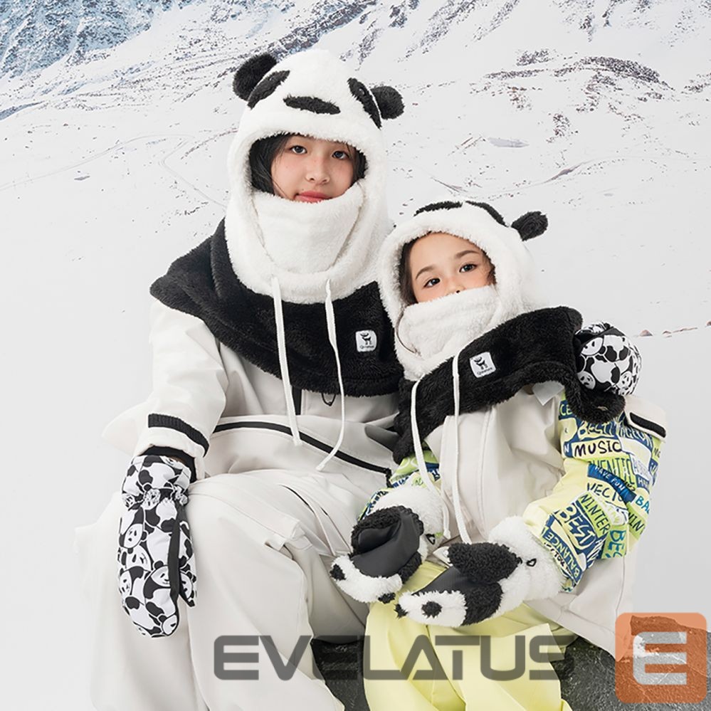 Teised Qunature Qunature Panda Heat Transfer Ski Gloves Kids Size S - Black/White