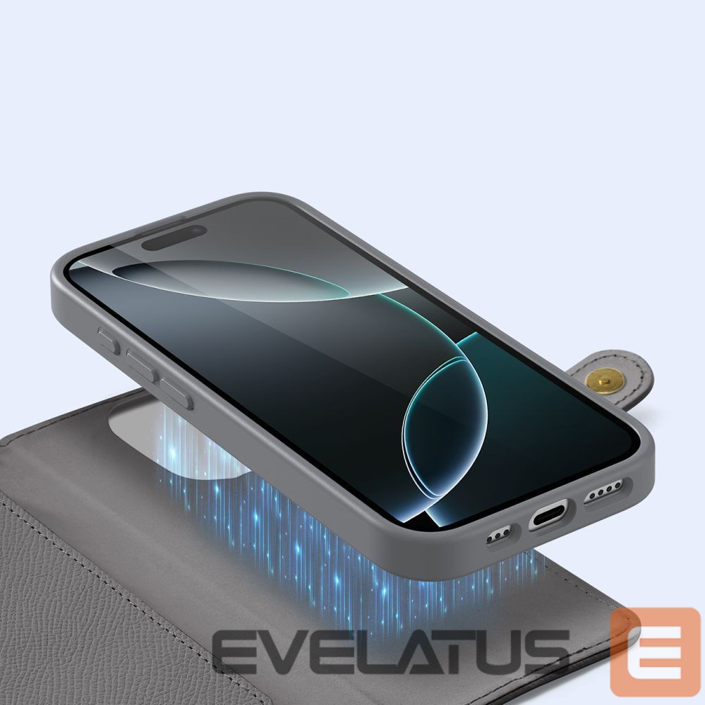 Tagakaaned Dux Ducis Dux Ducis Lawa iPhone 16 Pro Leather Case with Detachable Magnetic Wallet - Gray