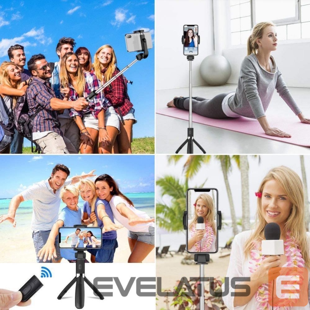 Kaameratarvik Tech-Protect Tech-Protect L01S Bluetooth Selfie Stick with Tripod up to 70cm - Black