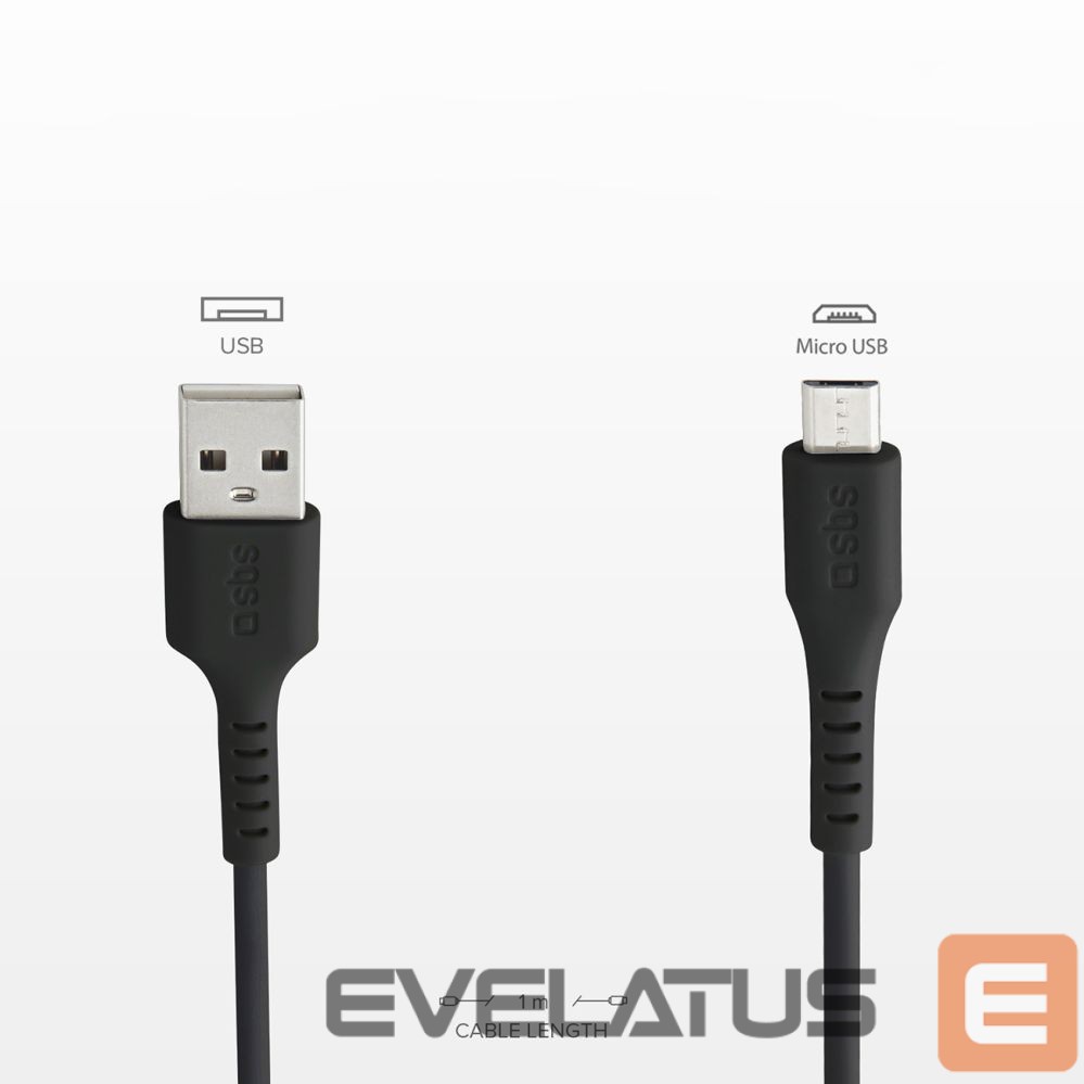 Kaabel SBS SBS LTHL200 USB-A - Micro-USB Cable 1m - Black