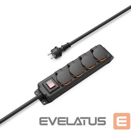 Üleminek Hama OUTDOOR IP44 SWITCH 4 GN 4 m power strip Black