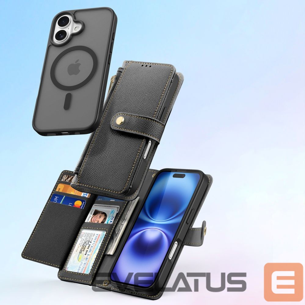Tagakaaned Dux Ducis Dux Ducis Lawa Leather Case for iPhone 16 - Black