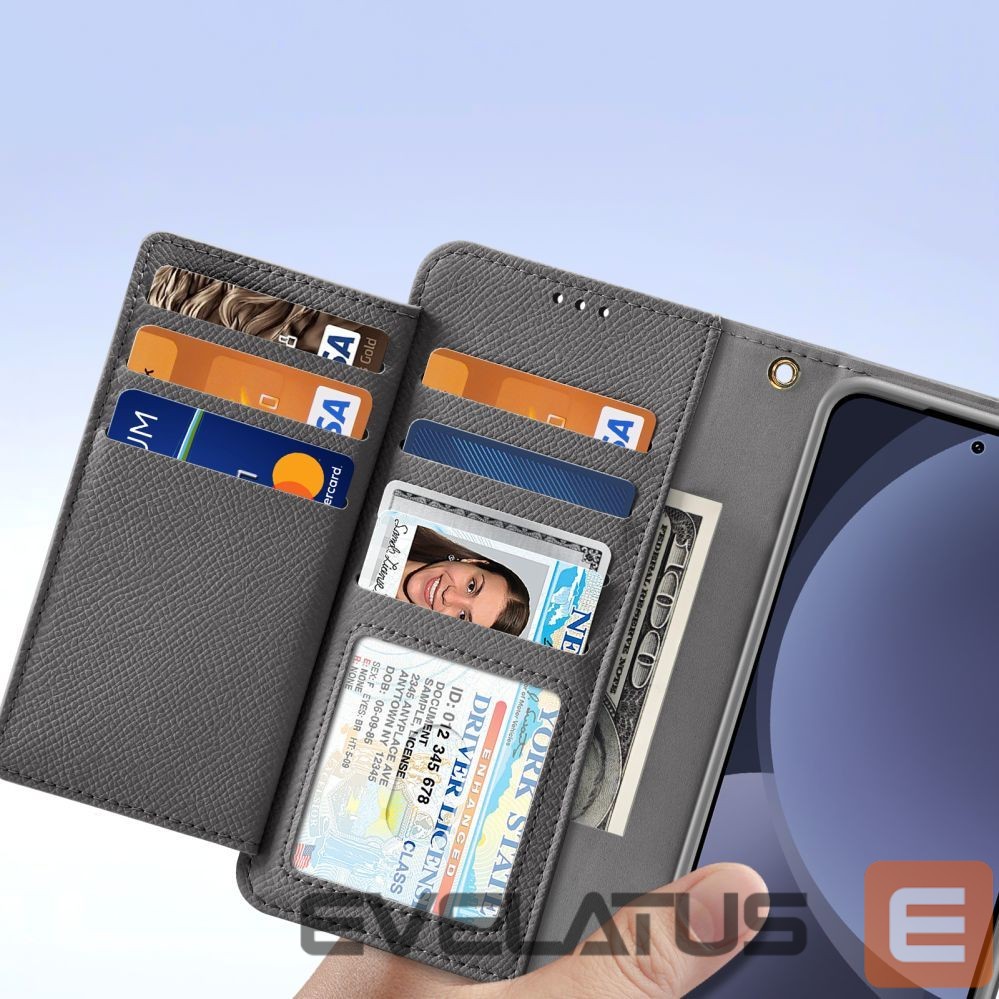 Tagakaaned Dux Ducis Dux Ducis Lawa Leather Case for Samsung Galaxy S25+ with Detachable Magnetic Wallet - Gray