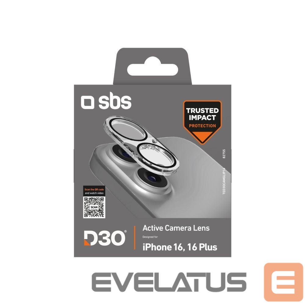 Kaitseklaasid SBS SBS Active Camera Lens D3O Tempered Glass for iPhone 16 / 16 Plus