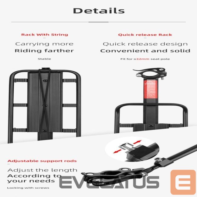 Jalgratta tarvik Rockbros Rockbros 33210004001 bicycle rack with shelf - black