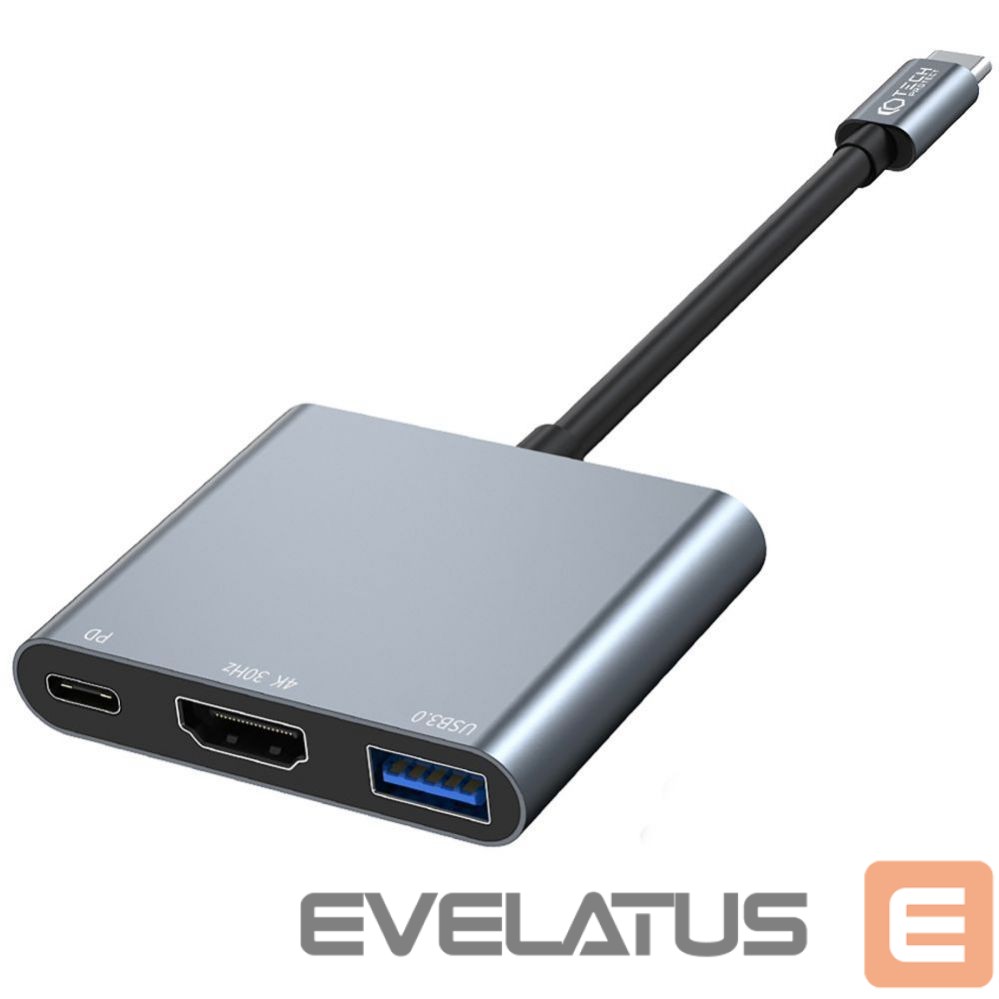Muu arvutitarvik Tech-Protect HUB Tech-Protect V1 3in1 USB-C - USB-A 3.0 / USB-C PD 100W / HDMI 4K 30Hz - gray