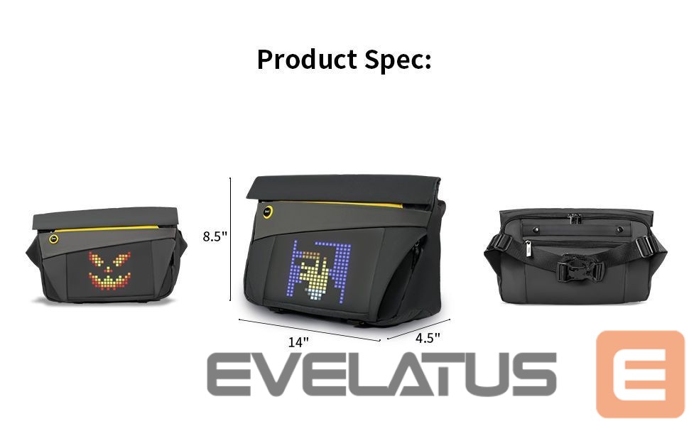 Kotid ja portfellid Divoom Pixoo sling bag V Premium Weather proof with Led Pixel Art Display & App Control Black