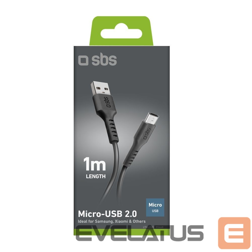 Kaabel SBS SBS LTHL200 USB-A - Micro-USB Cable 1m - Black