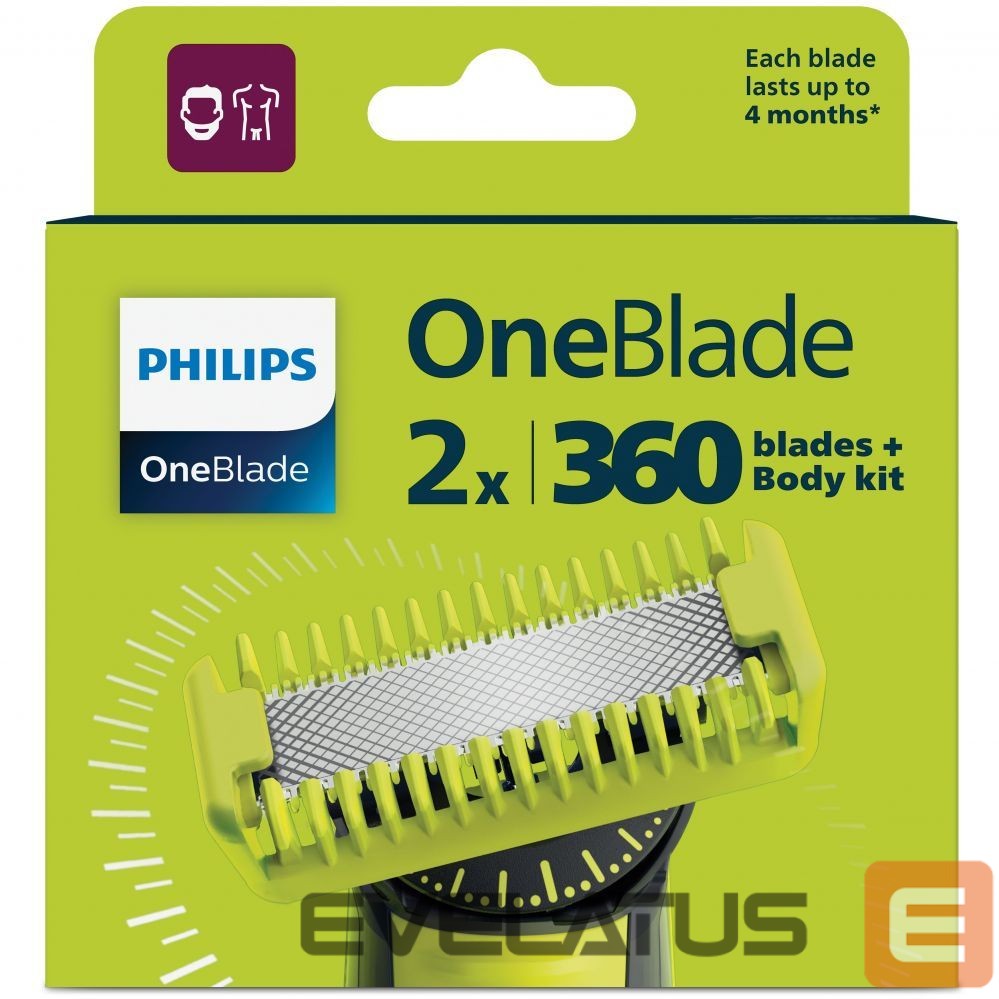 Filtrid ja tarvikud Philips | OneBlade 360 Replacement Blades, 2pcs and body kit | QP624/50