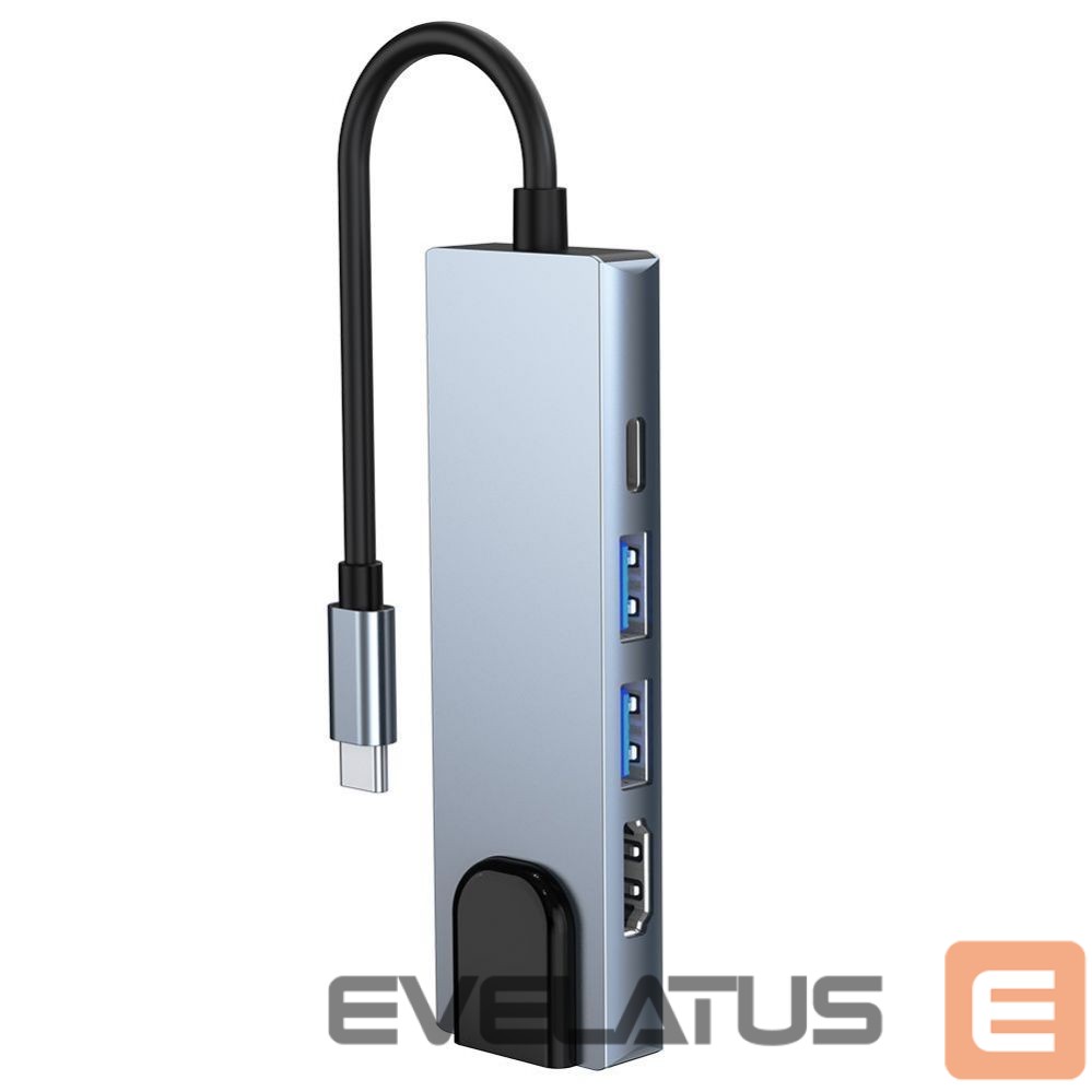 Muu arvutitarvik Tech-Protect HUB Tech-Protect V3 5in1 USB-C - USB-A 3.0 / USB-A 2.0 / USB-C / HDMI / RJ45 - gray
