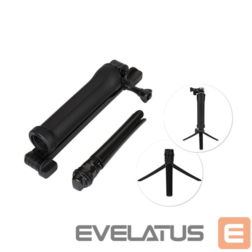 Kaameratarvik Hurtel 3 in 1 Monopod Tripod with Selfie Stick for GoPro - Black