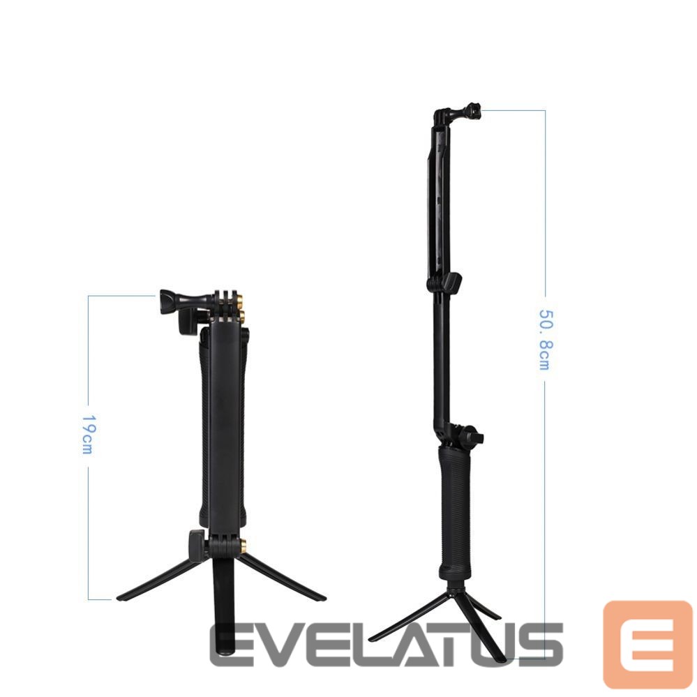Kaameratarvik Hurtel 3 in 1 Monopod Tripod with Selfie Stick for GoPro - Black