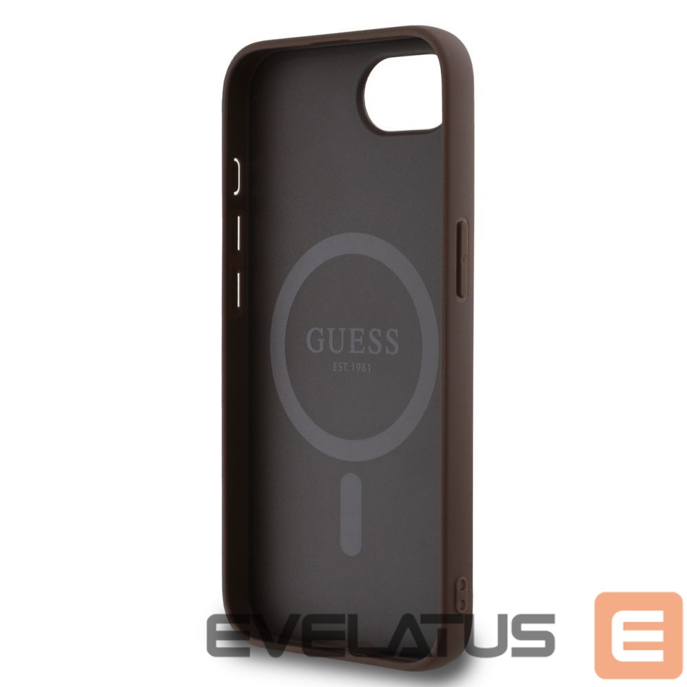 Tagakaaned Guess Guess PU 4G Peony case with MagSafe for iPhone 16e - brown