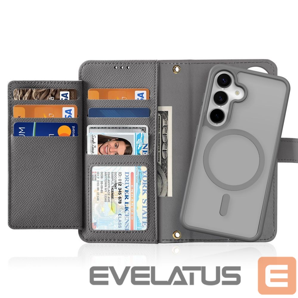 Tagakaaned Dux Ducis Dux Ducis Lawa Leather Case for Samsung Galaxy S25+ with Detachable Magnetic Wallet - Gray