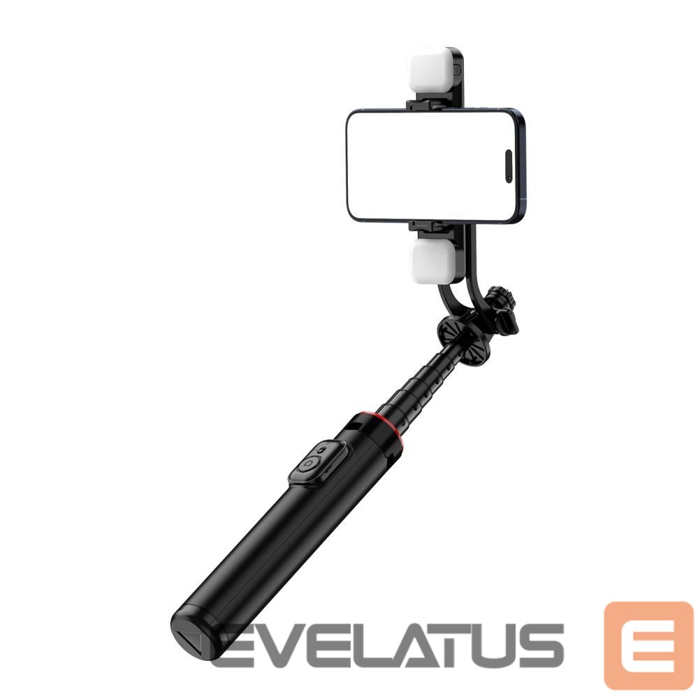 Kaameratarvik Hurtel Selfie stick WC12YDS 1.3m aluminum alloy telescopic tripod with dual lamp and phone holder - black