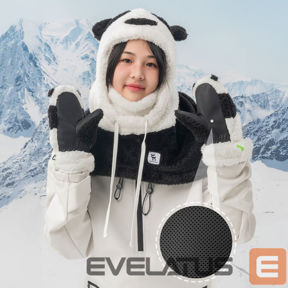 Teised Qunature Qunature Panda Ski Gloves for Kids and Adults Size S - Black/White