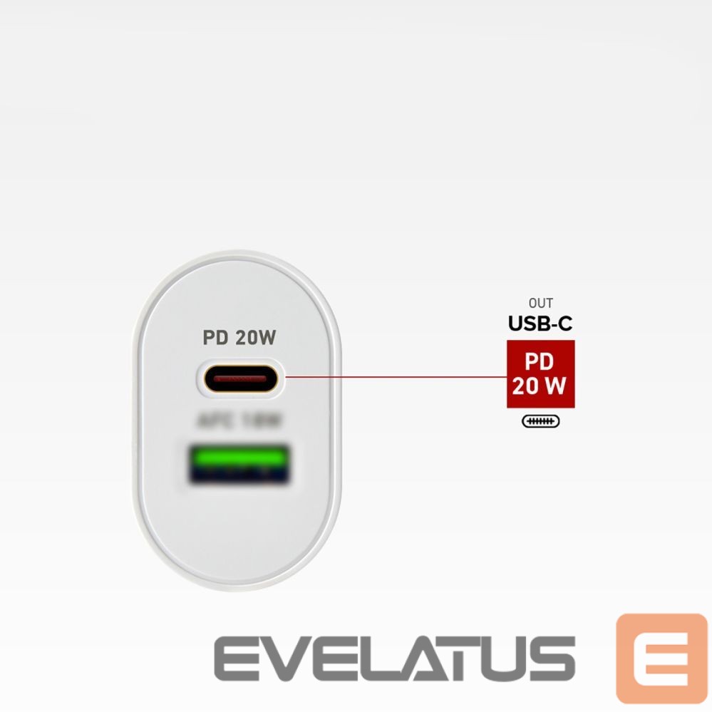 Adaptrid SBS SBS TETRPD20W 20W USB-A USB-C Wall Charger with Power Delivery - White