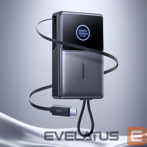 Väline aku Joyroom JR-PR1 10000mAh 22.5W Powerbank with Built-in Retractable USB-C Cable Black