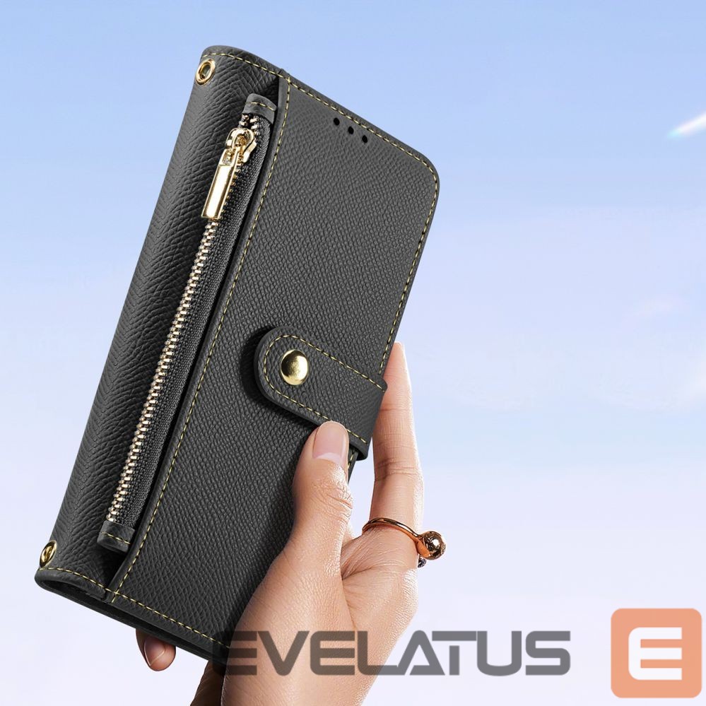 Tagakaaned Dux Ducis Dux Ducis Lawa iPhone 16e Leather Case with Detachable Magnetic Wallet - Black