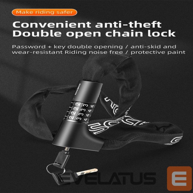 Jalgratta tarvik Rockbros Rockbros 3230002001 bicycle lock with combination and key - black