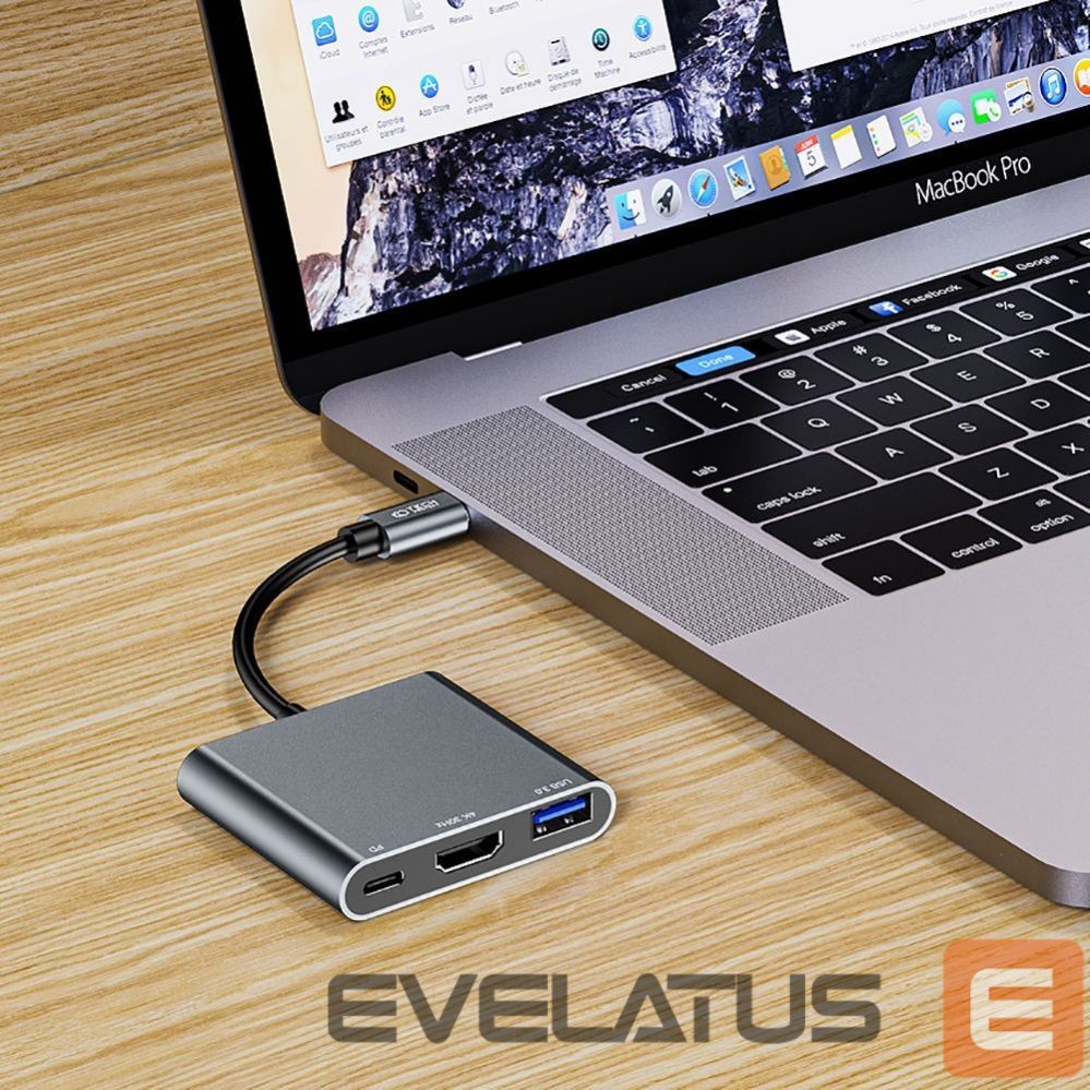 Muu arvutitarvik Tech-Protect HUB Tech-Protect V1 3in1 USB-C - USB-A 3.0 / USB-C PD 100W / HDMI 4K 30Hz - gray