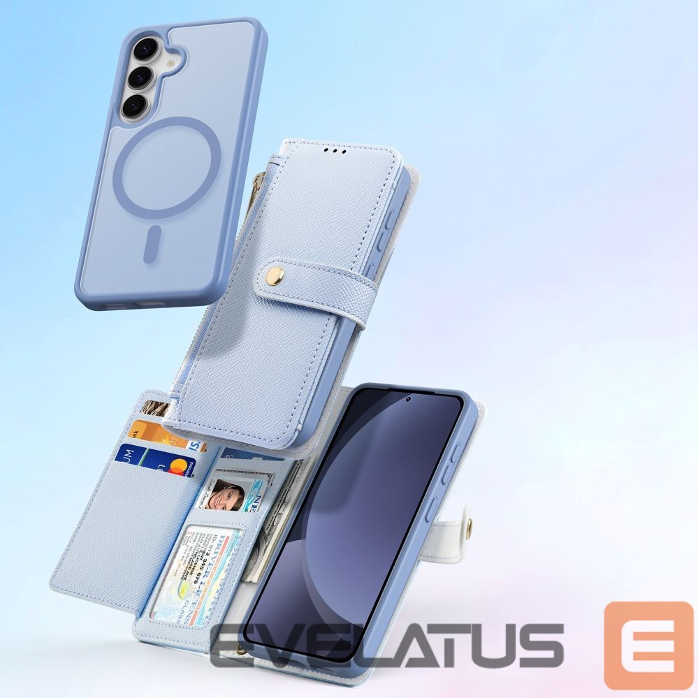 Tagakaaned Dux Ducis Dux Ducis Lawa Leather Case for Samsung Galaxy S25+ with Detachable Magnetic Wallet - Blue
