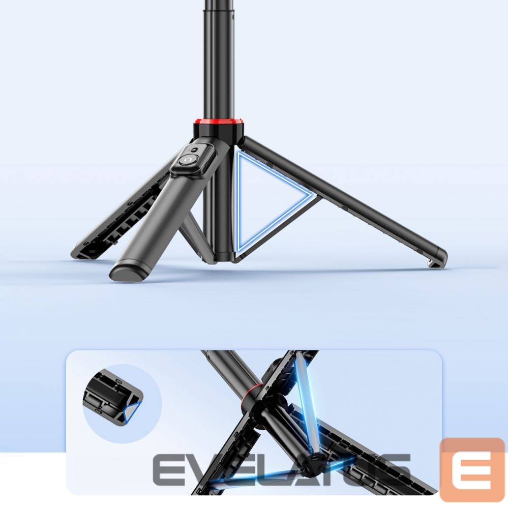 Kaameratarvik Hurtel Selfie stick WC12YDS 1.3m aluminum alloy telescopic tripod with dual lamp and phone holder - black