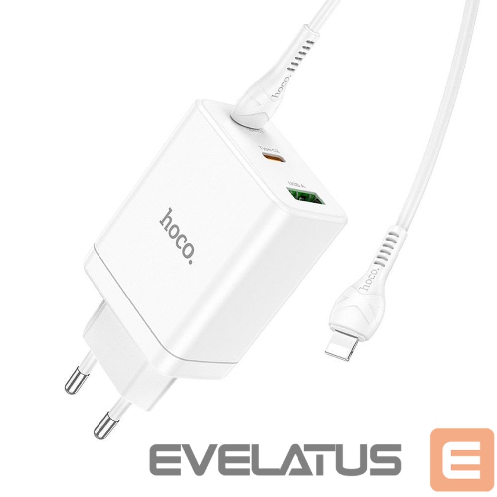 Adaptrid Hoco Phone charger Hoco 2 x USB C + USB A QC3.0 PD 3A 35W + cable USB C to Lightning N33 white