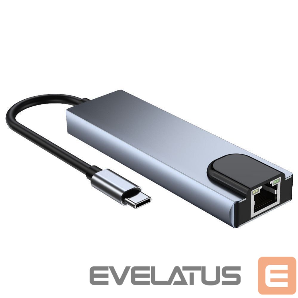 Muu arvutitarvik Tech-Protect HUB Tech-Protect V3 5in1 USB-C - USB-A 3.0 / USB-A 2.0 / USB-C / HDMI / RJ45 - gray