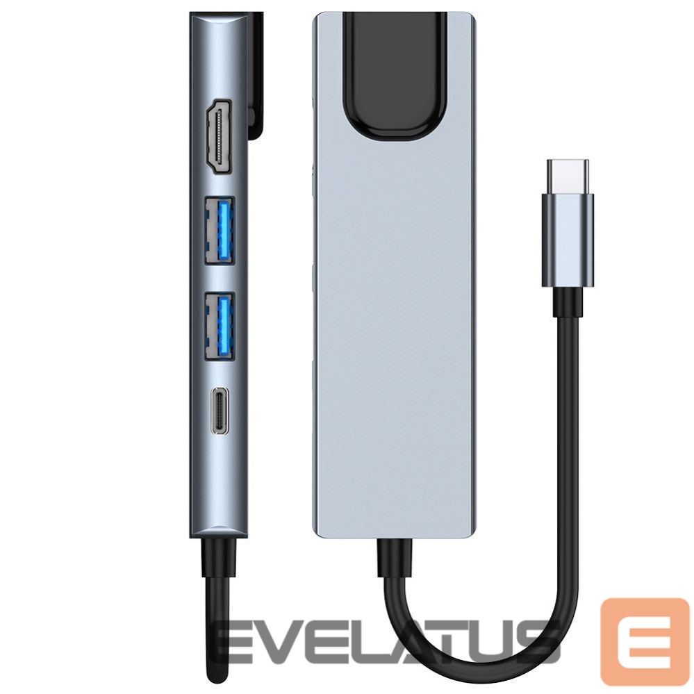 Muu arvutitarvik Tech-Protect HUB Tech-Protect V3 5in1 USB-C - USB-A 3.0 / USB-A 2.0 / USB-C / HDMI / RJ45 - gray
